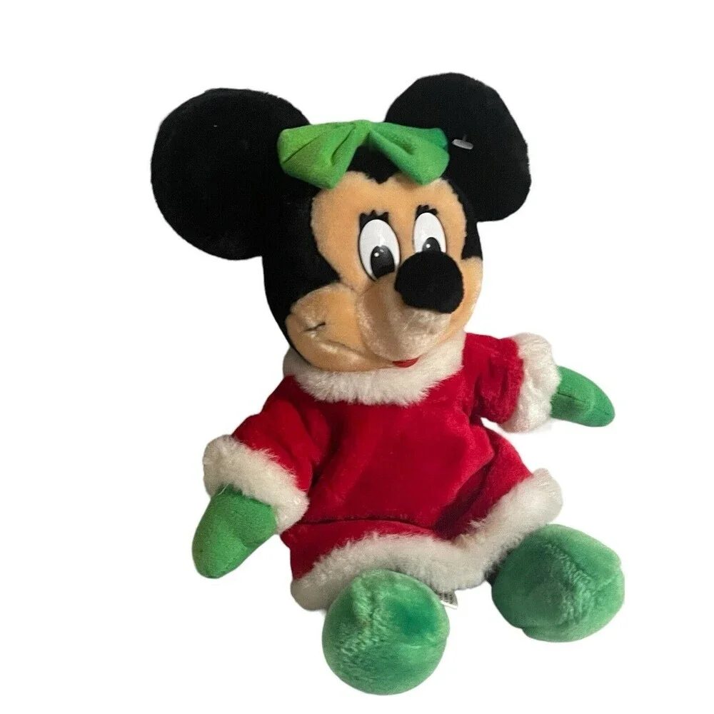 Vintage Disney World Parks Minnie Mouse Christmas Outfit Plush Stuffed Animal